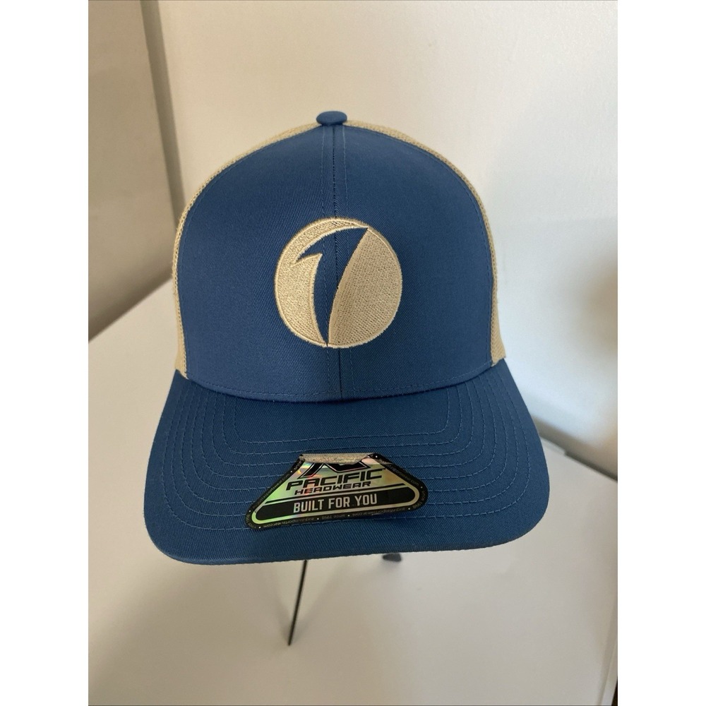One Life Fitness Pacific Headwear Trucker Hat Men's Snapback Blue Tan